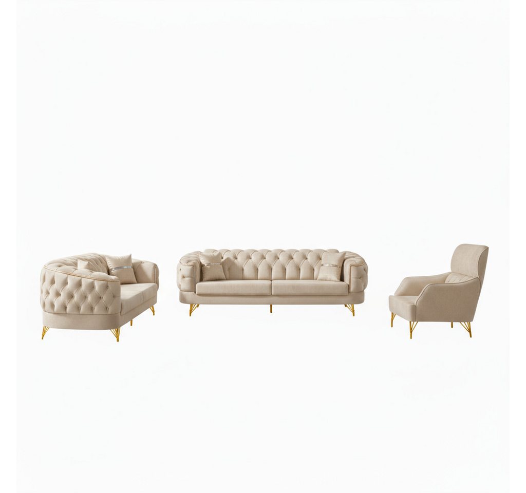 Palms-Store Sofa -Set Imagine, zeitlose Eleganz mit edler in luxuriösem Samt, Spar-Set, 3-Sitzer + 2-Sitzer + Sessel I 3-Sitzer mit Schlaffunktion von Palms-Store