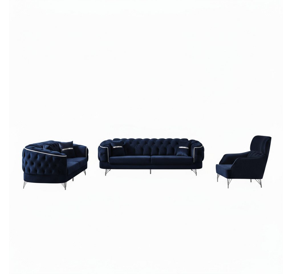 Palms-Store Sofa -Set Imagine, zeitlose Eleganz mit edler in luxuriösem Samt, Spar-Set, 3-Sitzer + 2-Sitzer + Sessel I 3-Sitzer mit Schlaffunktion von Palms-Store