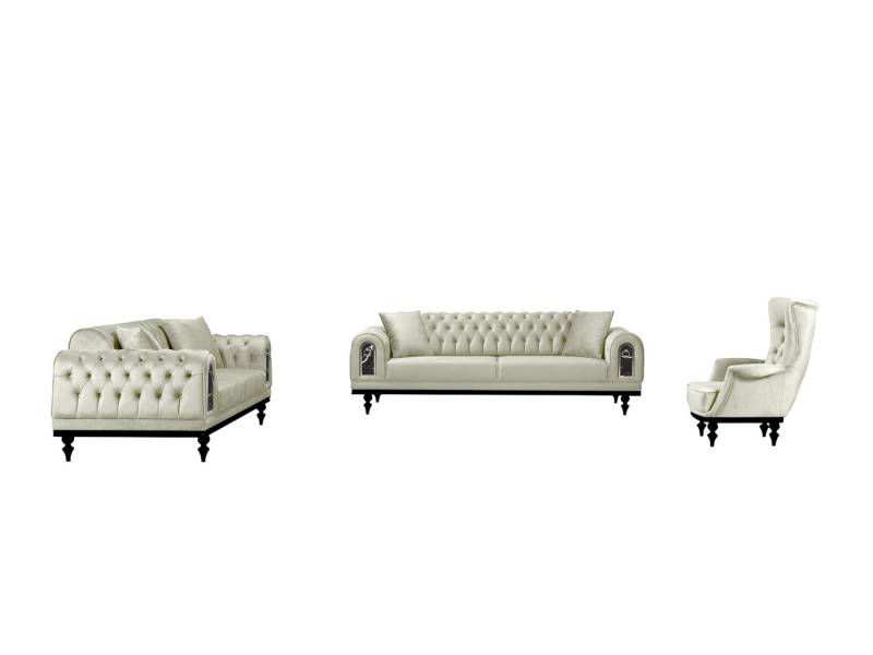 Palms-Store Sofa Set OSLO mit edler Knopfheftung, in fünf stilvollen Farbvarianten, Spar-Set, Wählbar mit unterschiedlichen Sitzoptionen von Palms-Store