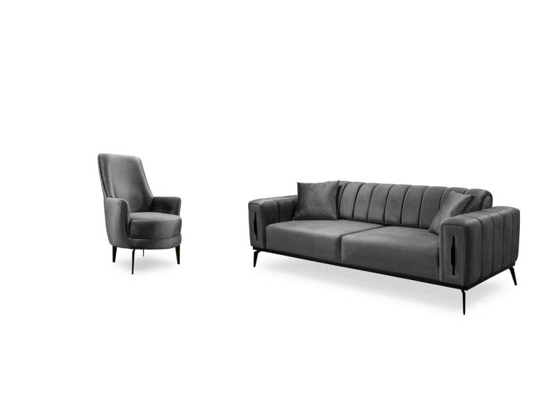 Palms-Store Sofa Valenzo wählbar in 6 Samtfarben und Sitzvarianten, Spar-Set, 3-Sitzer mit integrierter Schlaffunktion von Palms-Store