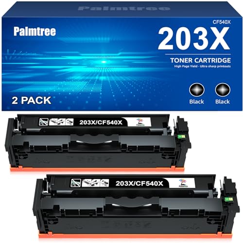 203X Toner Kompatible für HP 203X 203A CF540X CF540A für HP Color Laserjet Pro MFP M281fdw M281fdn M280nw Color Laserjet Pro M254dw M254nw M254dn M281 M254 (2er-Pack, Schwarz) von Palmtree