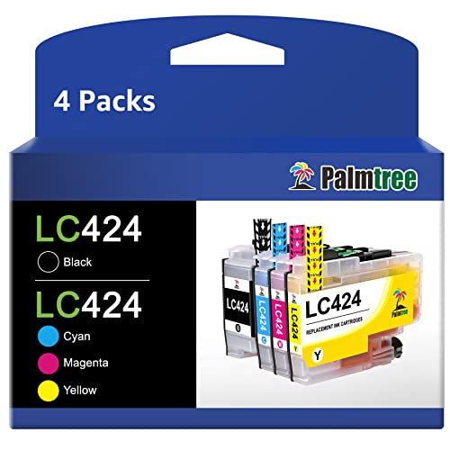 Palmtree LC424 LC 424 LC-424 Patronen Multipack Kompatible für Brother LC424 Druckerpatronen für Brother DCP-J1200W DCP-J1200WE (1 Schwarz, 1 Cyan, 1 Magenta, 1 Gelb, 4 Pack) von Palmtree