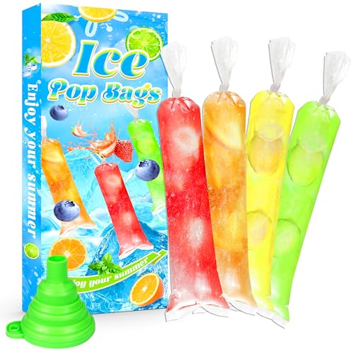 250 Pakcs 2x12 Einweg-Eisbeutel Popsicle Beutel mit Silikontrichter für Eisbonbons, Joghurt-Sticks, Saft, Smoothies, Obstshake, Snacks von Palonu