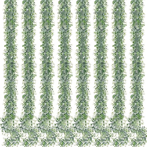 Künstliche Eukalyptus-Girlanden, hängende Ranken, künstliche grüne Reben für Hochzeit, Tisch, Hintergrund, Bogen, Wand, Party, Heimdekoration (8) von Palonu