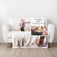 Personalisierte Fotodecke "Collage-Familie" Mit 6 Fotos Und Wunschtext | Geschenkidee Made in Germany von Paloopix