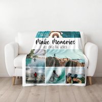 Personalisierte Fotodecke "Collage - Reise" Mit 6 Fotos Und Wunschtext | Geschenkidee Made in Germany von Paloopix