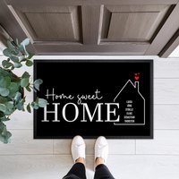 Personalisierte Fußmatte "Home Sweet Home" Selbst Gestalten Mit Wunschnamen | Geschenkidee Made in Germany von Paloopix