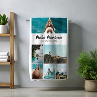 Personalisiertes Handtuch "Collage - Reise" Mit 6 Fotos Und Wunschtext | Geschenkidee Made in Germany von Paloopix