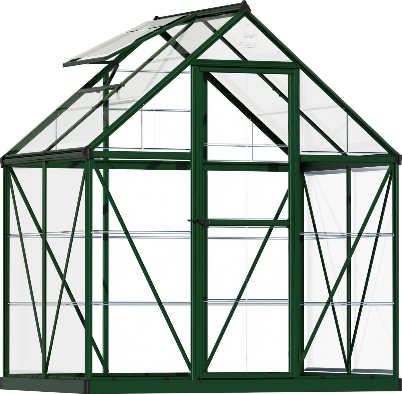 Palram - Canopia Gewächshaus Harmony, BxTxH: 185 x 125 x 208 cm, 0,7 mm Wandstärke, Set, inkl. Fundamentrahmen, mit klaren Polycarbonatplatten, grün von Palram - Canopia