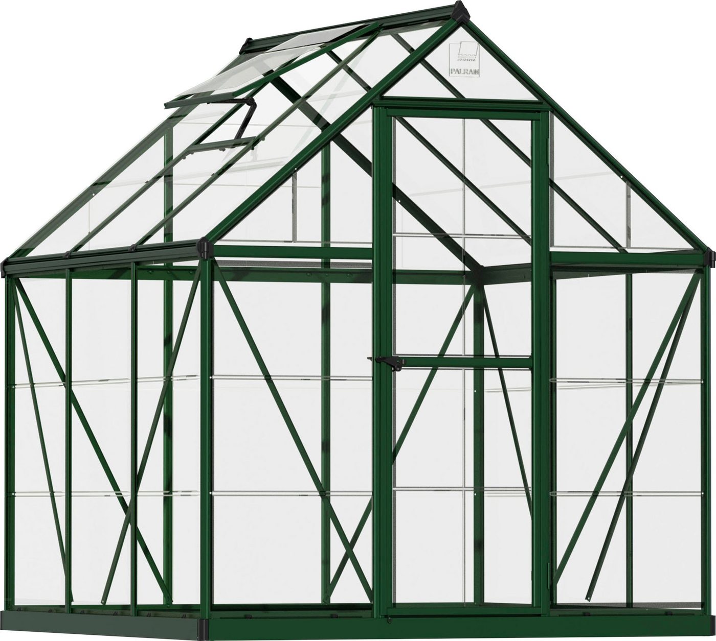 Palram - Canopia Gewächshaus Harmony, BxTxH: 185 x 185 x 208 cm, 0,7 mm Wandstärke, Set, inkl. Fundamentrahmen, mit klaren Polycarbonatplatten, grün von Palram - Canopia