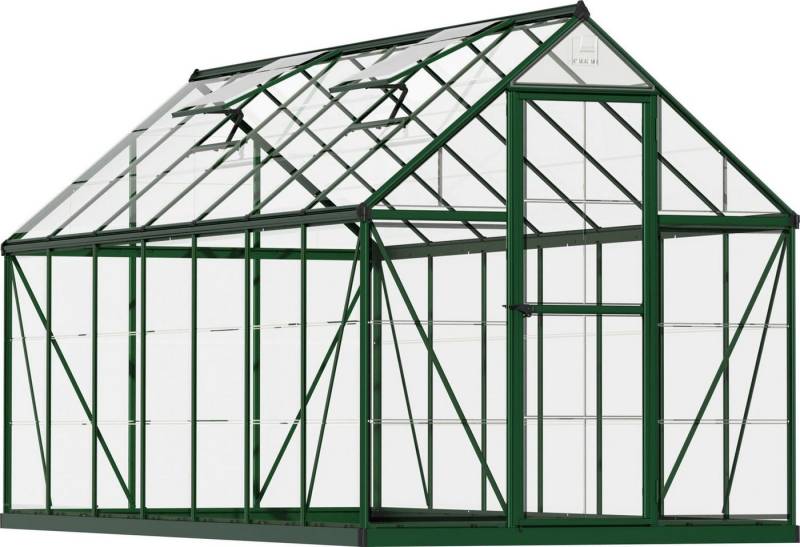 Palram - Canopia Gewächshaus Harmony, BxTxH: 185 x 424 x 208 cm, 0,7 mm Wandstärke, Set, inkl. Fundamentrahmen, mit klaren Polycarbonatplatten, grün von Palram - Canopia