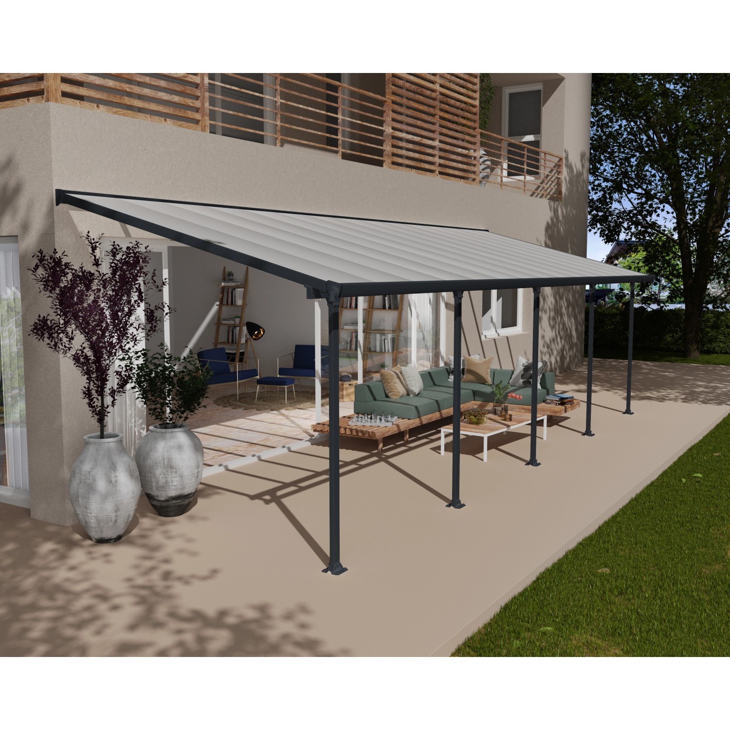 Palram - Canopia Terrassenüberdachung Feria Anthrazit 3x9.15 von Palram - Canopia