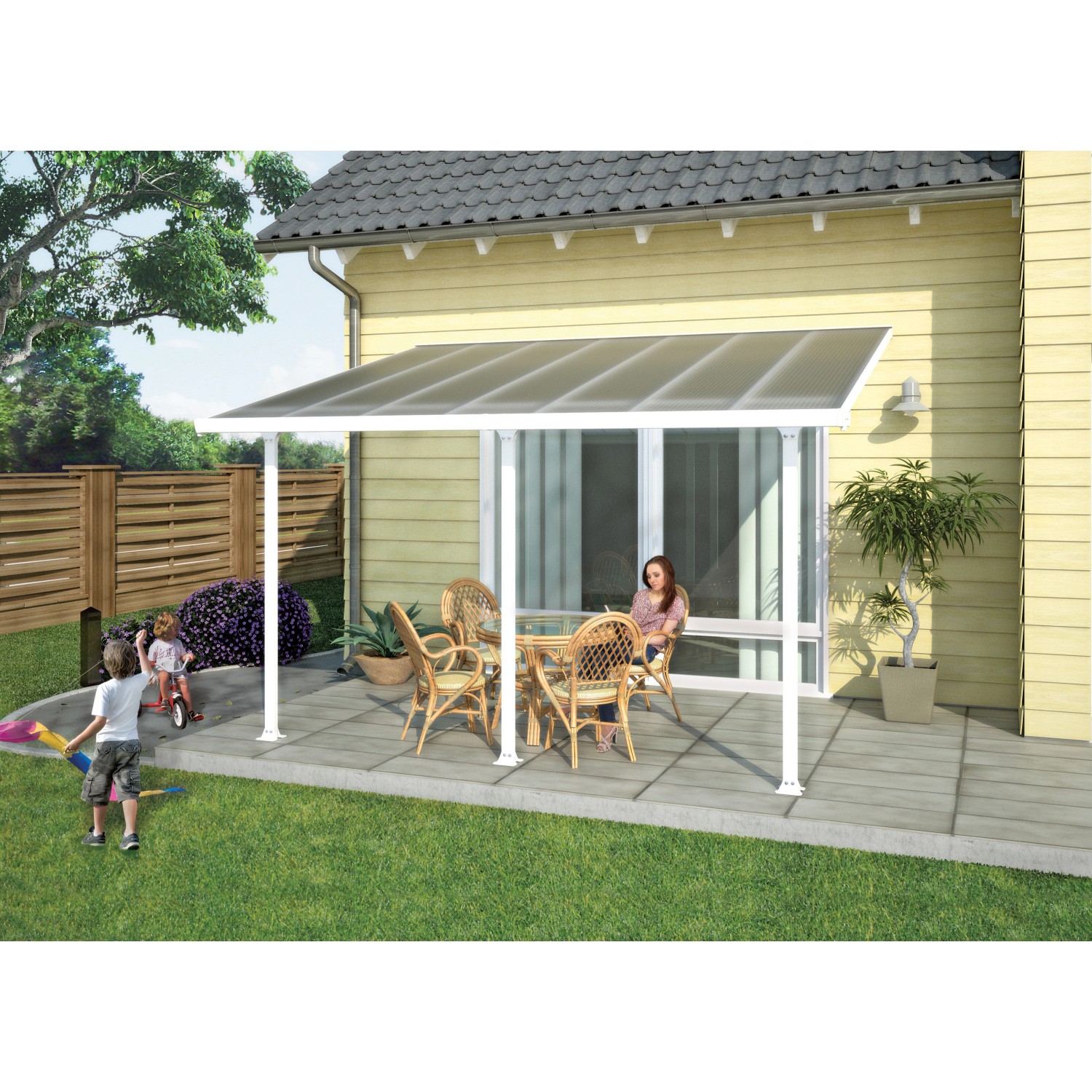 Palram - Canopia Terrassenüberdachung Feria Weiß 3x4.25 von Palram - Canopia