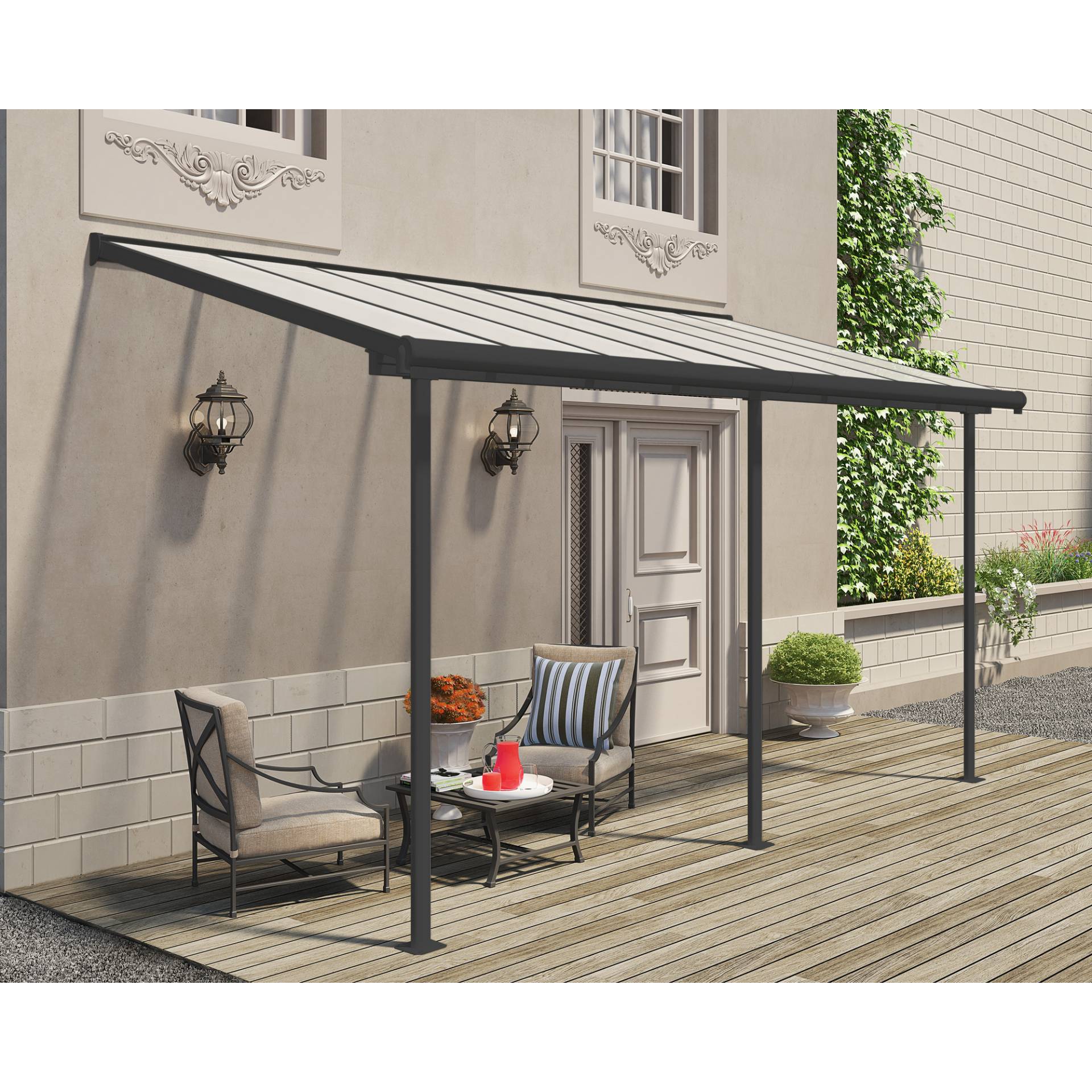 Palram-Canopia Terrassenüberdachung 'Sierra' anthrazit Aluminium 230 x 447 x 300 cm Palram-Canopia Terrassenüberdachung 'Sierra' anthrazit Aluminium 230 x 447 x 300 cm von Palram-Canopia