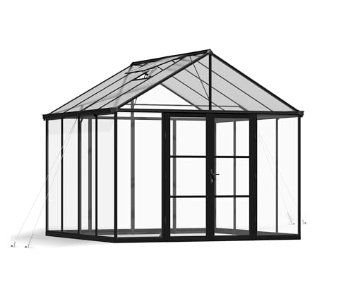 Canopia Gewächshaus, 3 m, Serie für den Außenbereich, begehbar, kristallklare Polycarbonatplatten, Aria (Schwarz, 3 x 3 m) von Palram