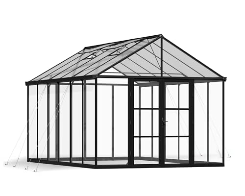 Canopia Gewächshaus, 3 m, Serie für den Außenbereich, begehbar, kristallklare Polycarbonatplatten, Aria (Schwarz, 3 x 4.5 m) von Palram