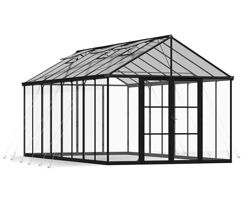 Canopia Gewächshaus 3m Serie für den Außenbereich, begehbar, kristallklare Polycarbonatplatten, Aria (Schwarz, 3x6m) von Palram