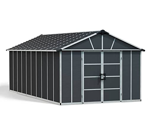 Canopia by Palram Gerätehaus Yukon 11x21.3 Geräteschuppen Metall 643 x 332 cm Grau Polycarbonatplatten rostbeständig UV-Schutz von CANOPIA