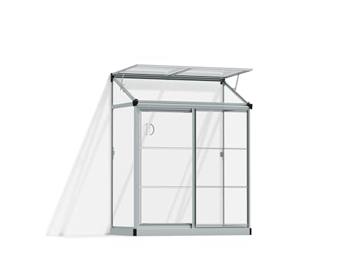 Canopia by Palram Lean To 4x2 Anlehngewächshaus 125x63.5cm Silber Aluminiumrahmen mit Transparent Polycarbonatplatten von Palram