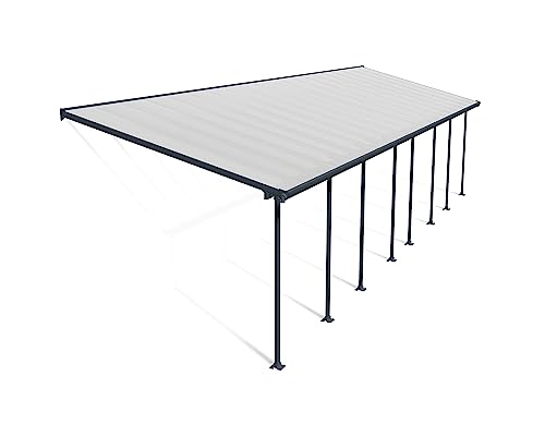 Canopia by Palram Terrassenüberdachung Alu Feria 3X10.92 Polycarbonat Hohlkammerplatten Pergola 1092 x 300 cm Grau zur Überdachung ihrer Terrasse von Palram