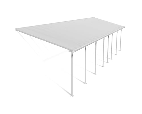 Canopia by Palram Terrassenüberdachung Alu Feria 3X12.20 Polycarbonat Hohlkammerplatten Pergola 1220 x 300 cm Weiss zur Überdachung ihrer Terrasse von Palram