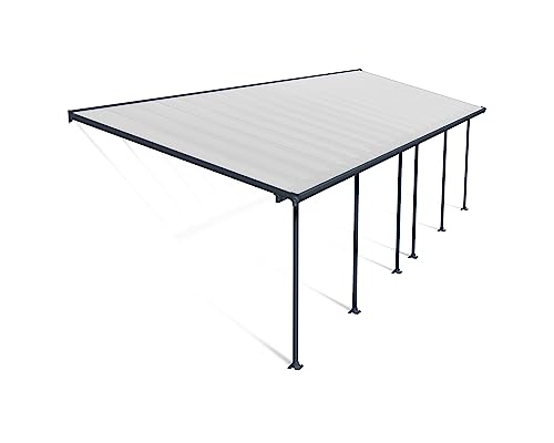 Canopia by Palram Terrassenüberdachung Alu Feria 3X9.71 Polycarbonat Hohlkammerplatten Pergola 971 x 300 cm Grau zur Überdachung ihrer Terrasse von Palram