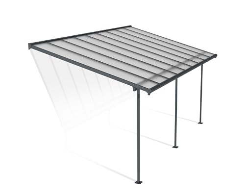 Canopia by Palram Terrassenüberdachung Alu Sierra 3X5.46 Polycarbonat Hohlkammerplatten Pergola 555 x 295 cm Grau zur Überdachung ihrer Terrasse von Palram