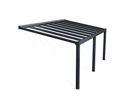 Canopia by Palram Terrassenüberdachung Alu Stockholm 3.4X5.9 Polycarbonat Hohlkammerplatten Pergola 588 x 341 cm Grau zur Überdachung ihrer Terrasse von Palram