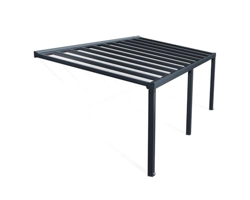 Canopia by Palram Terrassenüberdachung Alu Stockholm 3.4X7.4 Polycarbonat Hohlkammerplatten Pergola 732 x 341 cm Grau zur Überdachung ihrer Terrasse von Palram