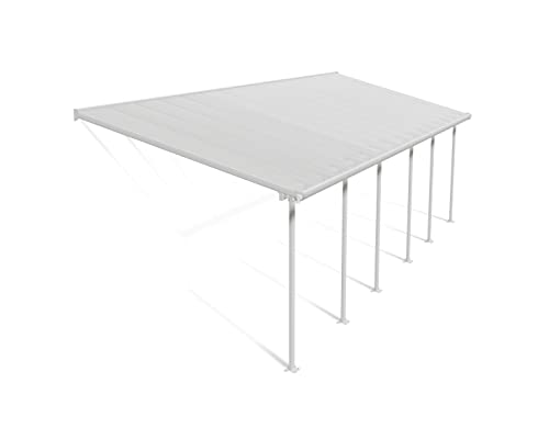 Canopia by Palram Terrassenüberdachung Alu Feria 3X9.15 Polycarbonat Hohlkammerplatten Pergola 915 x 300 cm Weiss zur Überdachung ihrer Terrasse von Palram