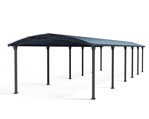 Canopia by Palram Carport Bausatz Arcadia 12700 1290 x 359 cm Einzelcarport Polycarbonat in Grau für PKW aus rostfreiem Aluminium von CANOPIA