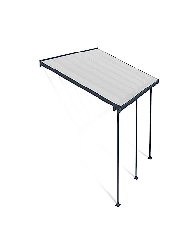 Canopia by Palram Terrassenüberdachung Alu Feria 3X4.25 Polycarbonat Hohlkammerplatten Pergola 425 x 300 cm Grau zur Überdachung ihrer Terrasse von Palram