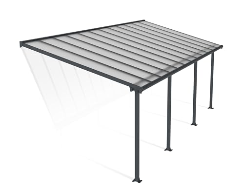 Palram Canopia Olympia Terrassenüberdachung 3x7 - Gestell aus Alumiuium & 16 mm Polycarbonat - Terrassendach Für den Ganzjährigen Gebrauch Geeignet, Grau, 739 x 295 x 305 cm, 739x295x305 cm von Palram