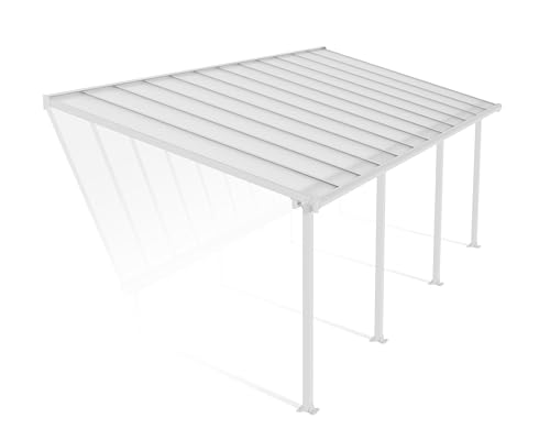 Palram Canopia Olympia Terrassenüberdachung 3x7 - Gestell aus Alumiuium & 16 mm Polycarbonat - Terrassendach Für den Ganzjährigen Gebrauch Geeignet, Weiß, 739 x 295 x 305 cm von Palram