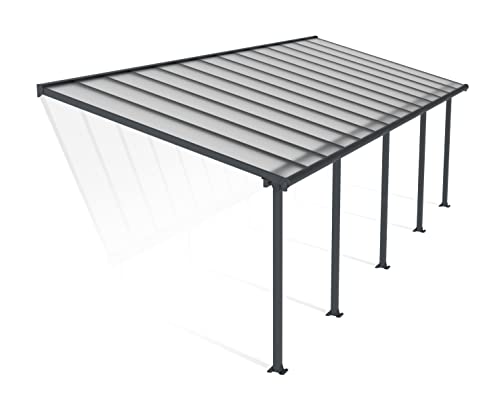 Palram Canopia Olympia Terrassenüberdachung 3x8 - Gestell aus Alumiuium & 16 mm Polycarbonat - Terrassendach Für den Ganzjährigen Gebrauch Geeignet, Grau, 860 x 295 x 305 cm von Palram