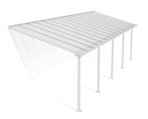 Palram Canopia Olympia Terrassenüberdachung 3x9 - Gestell aus Alumiuium & 16 mm Polycarbonat - Terrassendach Für den Ganzjährigen Gebrauch Geeignet, Weiß, 924 x 295 x 305 cm, 924x295x305 cm von Palram