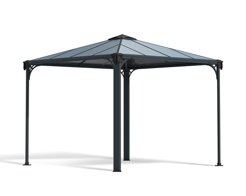 Palram Canopia Palermo 3000 Gartenpavillon Höchst Widerstandsfähig Hardtop Pavillon 295 x295cm. Robuste Aluminiumkonstruktion Mit Dach Aus Polycarbonat. Wasserfest Und Rostfrei. 10 Jahre Garantie von Palram