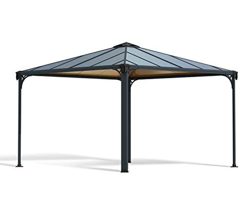 Palram Canopia Palermo 3600 Gartenpavillon: Hchst Widerstandsfhig, Hardtop Pavillon Robuste Aluminiumkonstruktion Mit Dach Aus Polycarbonat. Ideal Als Freistehende Berdachung, 360x360x295 cm, Grau von Palram