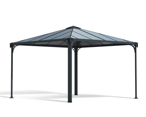Palram Canopia Palermo 3600 Gartenpavillon: Hchst Widerstandsfhig, Hardtop Pavillon Robuste Aluminiumkonstruktion Mit Dach Aus Polycarbonat. Ideal Als Freistehende Berdachung, 360x360x295 cm, Grau von Palram