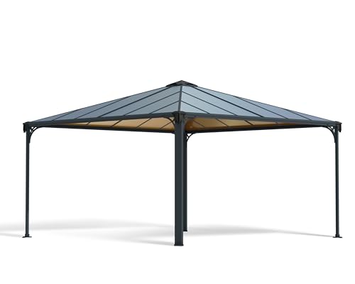 Palram Canopia Palermo 4300 Gartenpavillon: Höchst Widerstandsfähig, Hardtop Pavillon 429 x 429 cm. Robuste Aluminiumkonstruktion Mit Dach Aus Polycarbonat. Ideal als freistehende Überdachung. von Palram