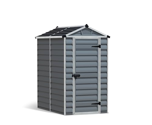 Canopia by Palram Gerätehaus Skylight 4x6 Geräteschuppen Metall 176x120x203 cm Grau Polycarbonatplatten rostbeständig UV-Schutz von Palram