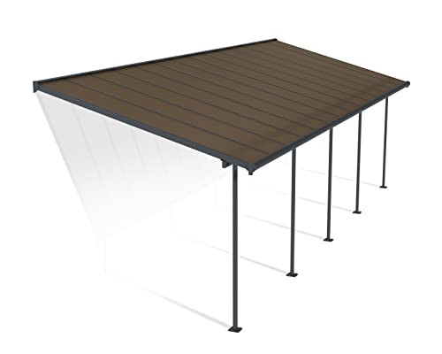 Canopia by Palram Terrassenüberdachung Alu Capri 3X8.51 Polycarbonat Hohlkammerplatten Pergola 860 x 295 cm Grau zur Überdachung ihrer Terrasse von CANOPIA