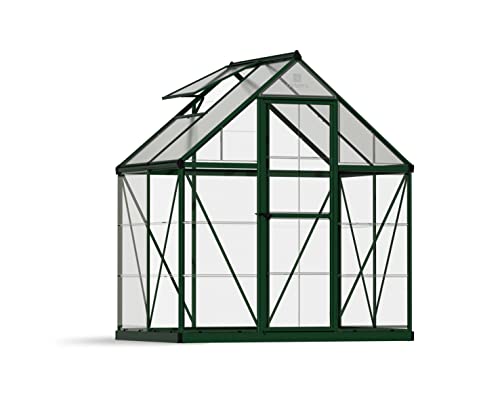 Canopia by Palram Gewächshaus klein Hybrid 6x4 Treibhaus 126x185 cm Aluminium Grün Tomatenhaus Polycarbonatplatten UV-beständig von CANOPIA