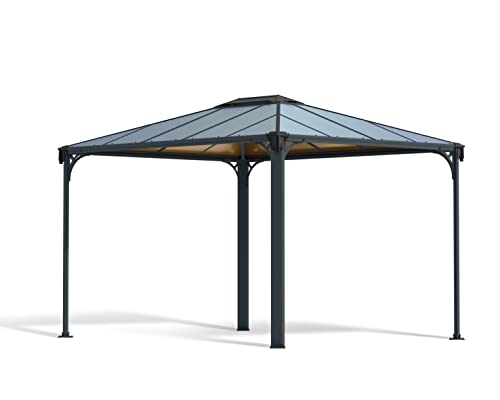 Palram Martinique 3600 Gartenpavillon: Höchst Widerstandsfähig, Hardtop Pavillon 360x296cm. Robuste Aluminiumkonstruktion Mit Dach Aus Polycarbonat. Ideal Als Freistehende Überdachung. von Palram