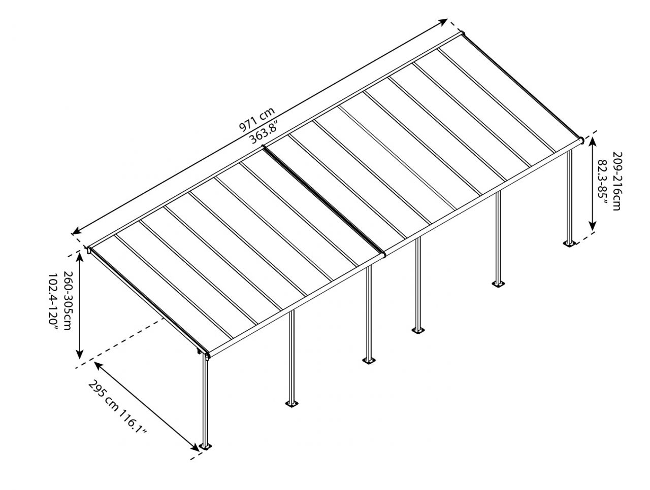 Canopia Terrassenüberdachung Capri 300 x 917 cm von Canopia