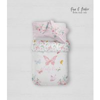 Floral Butterfly Bettwäsche, Maßgeschneiderte Süße Schmetterlinge Mädchen Kleinkinder Personalisierte Bettwäsche von PamAndAnder