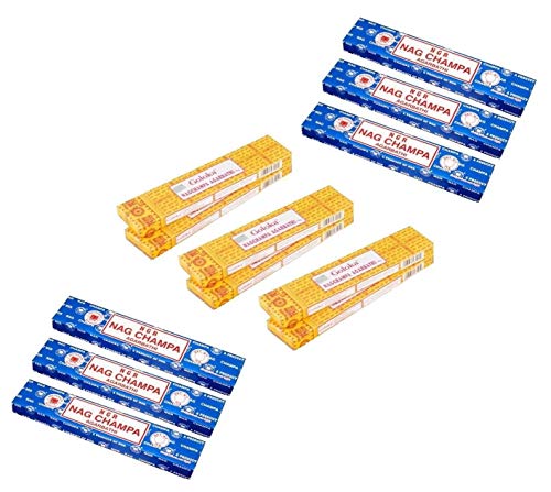 Pamai Pai® 180g Nag Champa Mix Blau und Gelb Räucherstäbchen Goloka Räucherwerk von Pamai Pai