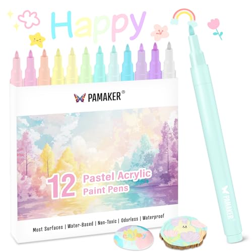 12 Acryl Glitzerstifte in Pastellfarben – Wasserbasierte Acryl-Malstifte mit Glitzer-Effekt für Basteln, Einladungen, Fotoalben, Geschenke, Schulprojekte & DIY von Pamaker