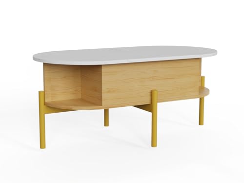 Pamapic Couchtisch mit Hubplatte, Couchtisch mit großem Stauraum, 100 x 50 x 57,5 cm von Pamapic