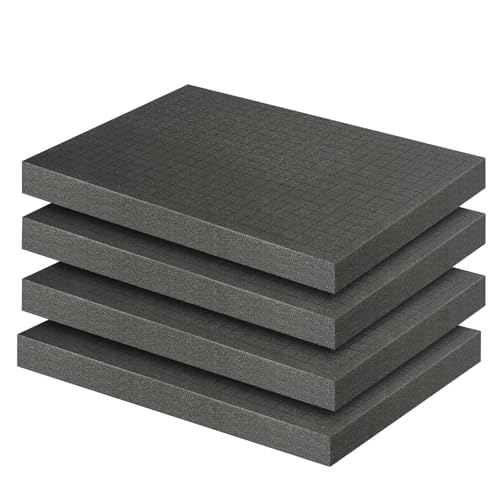 Pameil 4 Stück 400 x 300mm Schaumstoff Zuschnitt Rasterschaumstoff - Werkzeugkoffer Kamerakoffer Schaumstoff (4 Stück verpackt 40X30X2.5cm) von Pameil